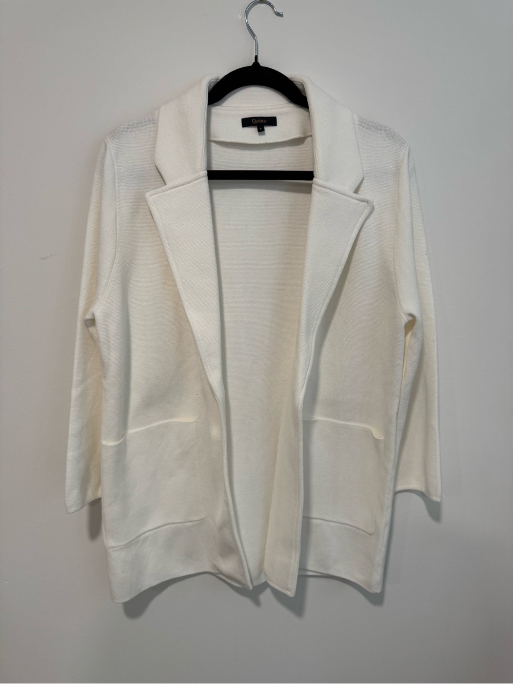 Quince 100% Organic Cotton Knit Blazer in Ivory White - Picture 2 of 6